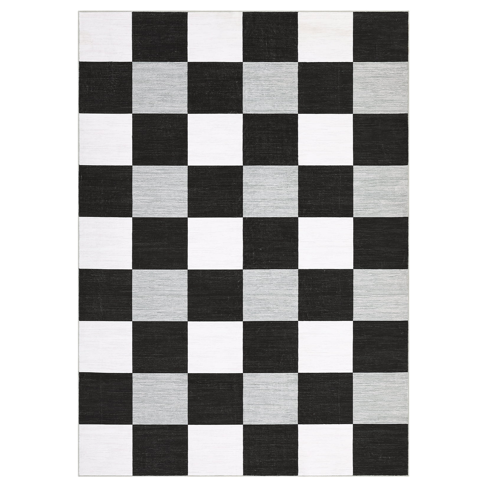 Garvee 9' x 12' Checkered Area Rug Washable Rugs Modern Geometric Rug Indoor Soft Foldable Accent Carpet for Living Room Bedroom, Black