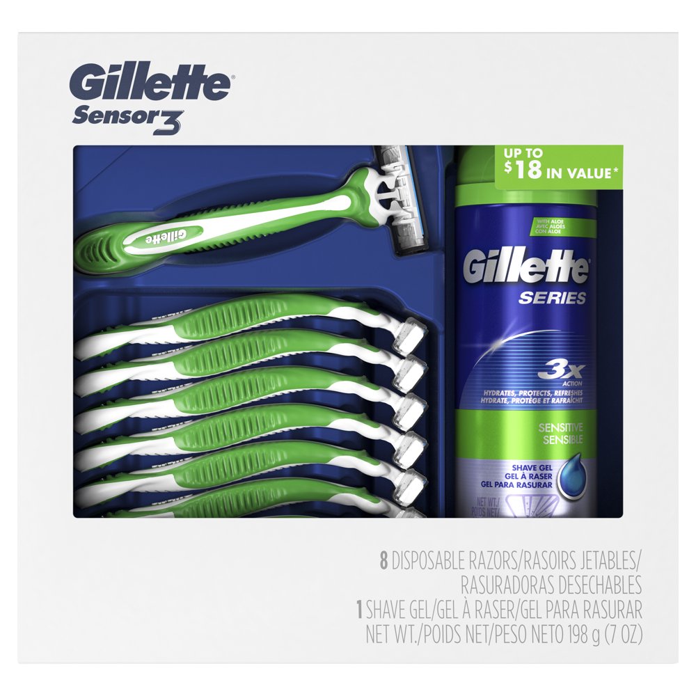 Gillette Sensor3 Sensitive Men's Disposable Razor Holiday Gift Pack