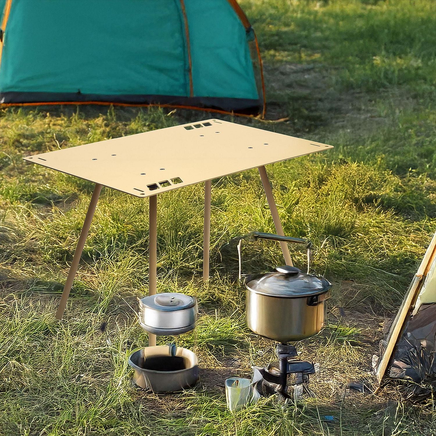 Ozark Trail Table en Aluminium, Couleur : Beige, Facile à Installer et à Démonter, Capacité de poids:50lb Table en Aluminium