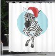 thumbnail image 4 of Ambesonne Christmas Shower Curtain, Modern Zebra Santa Hat, 69"Wx84"L, Pale Blue Dark Grey, 4 of 5