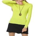 thumbnail image 3 of Chemise à Manches Longues pour Femmes Décontractée Couleur Unie Thermique Col Roulé Chemises Blouse Noir 3TG, 3 of 3