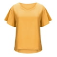 thumbnail image 5 of Summer Tops for Women V Neck Flare Short Sleeve Chiffon Shirts Solid Color Casual Lightweight Summer Tee Blouse, 5 of 9
