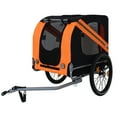 thumbnail image 2 of Large Bike Trailer for Dogs with Anti-bump Suspension, 120LB Capacity Foldable Pet Carrier with Breathable Mesh Windows, for Medium Dogs Cycling, Camping, Black and orange, 2 of 8