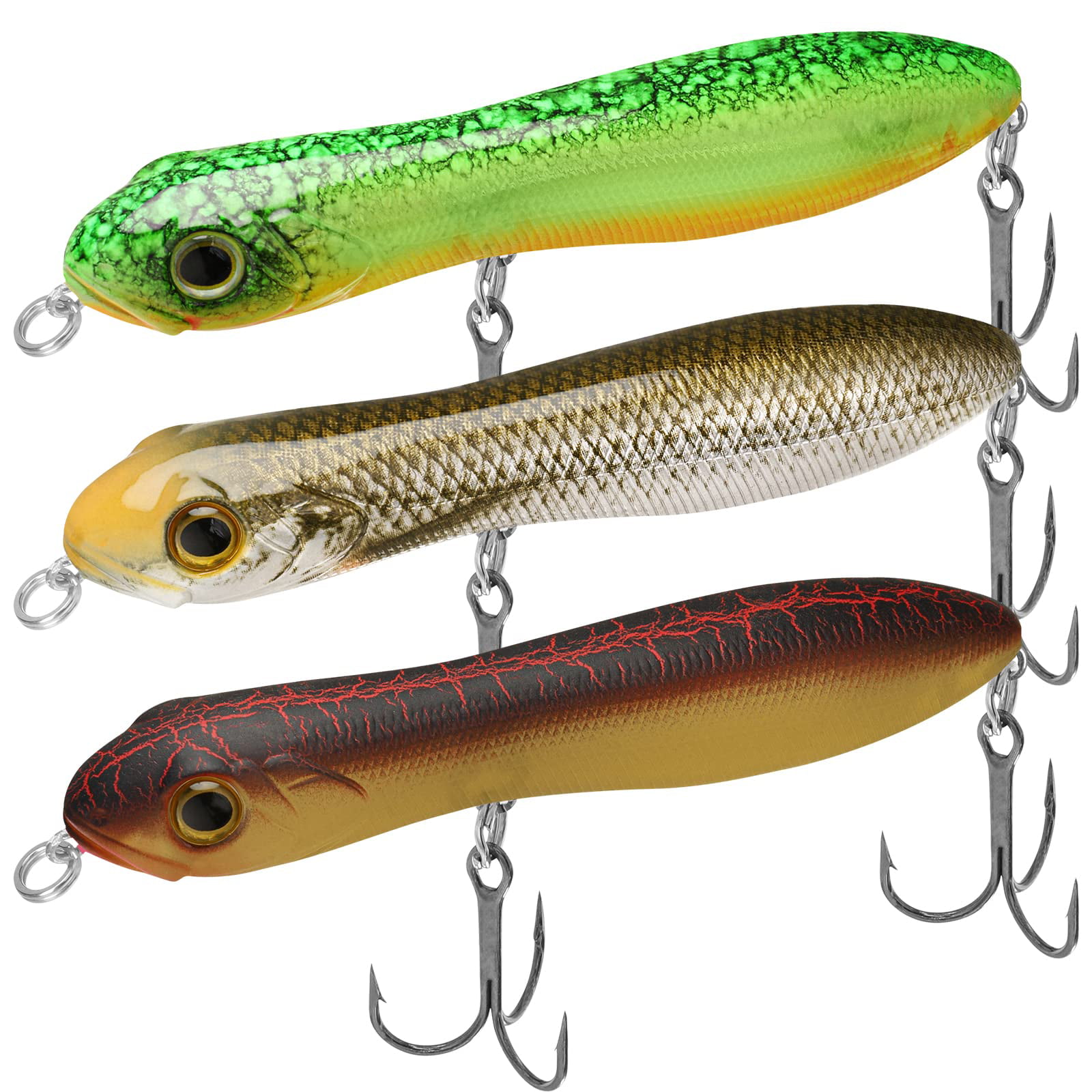 Fishing Lures for Bass Trout, Multi Jointed Swimbaits, Pencil Fishing Lures  with VMC/BKK Hooks, Lifelike Top Water Bass Lures Kit, Long-Cast Topwater Fishing  Lures Freshwater or Saltwater 