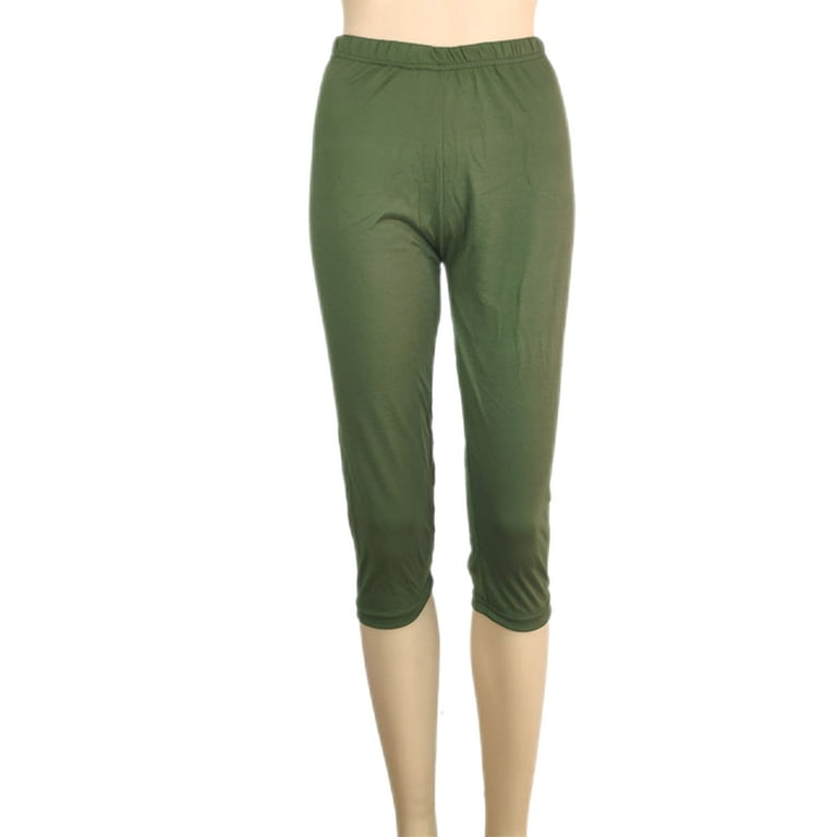 Niuer Women Solid Color Casual Yoga Pants Ladies Casual Leggings Slim Fit  Beach Skinny Capri Pants 