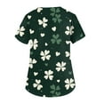 thumbnail image 2 of Scrub Tops Women Print Irish Shamrock Printed V Neck Breathable T-Shirts Short Sleeve Professionals Soft Stretch St. Patrick's Day Workwear Shirt with Pockets dark green 4X-Large, 2 of 3