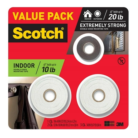 Scotch Indoor/Outdoor Mounting Tape Value 3 Pack (Best Value For Money Scotch)
