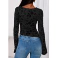 thumbnail image 4 of Blusa para Mujer PRETTYGARDEN Manga Larga Malla Floral Negra XXL, 4 of 8