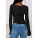thumbnail image 4 of Blusa para Mujer PRETTYGARDEN Manga Larga Malla Floral Negra XXL, 4 of 8