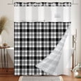 thumbnail image 6 of MIZHONA Black and White Shower Curtain with Snap in Liner，Plaided Fabric Bathroom Curtain,71"× 86", 6 of 6