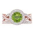 thumbnail image 2 of 1.92 ct Brilliant Round Cut Natural Peridot 14k Rose Gold Halo Solitaire with Accents Engagement Bridal Wedding Ring Band Set size 8, 2 of 7