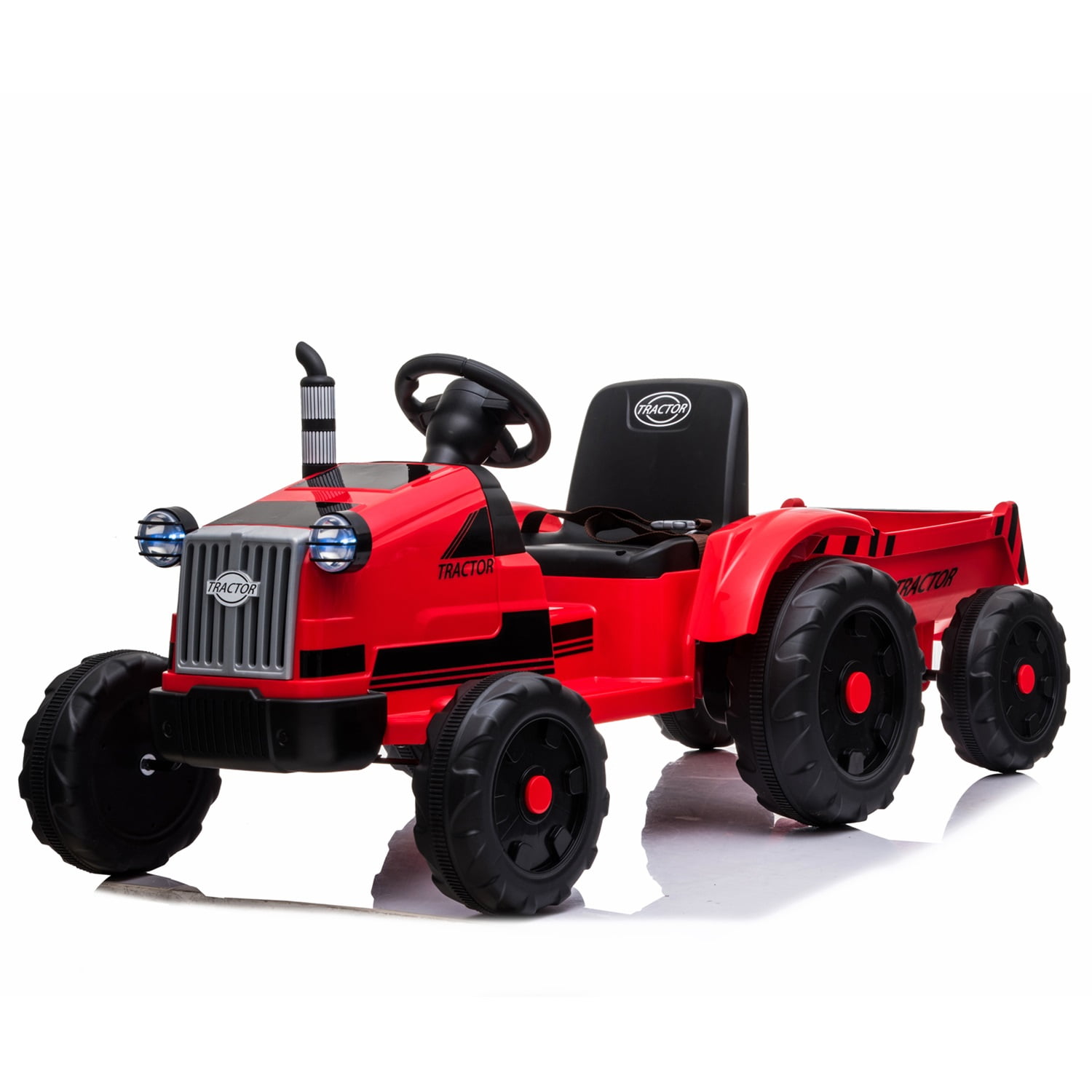 Lowestbest Ride on Toys Tractor with Trailer, 3-Gear-Shift Ground Loader for Kid, Red Lowestbest Ride on Toys Tractor with Trailer, 3-Gear-Shift Ground Loader for Kid, Red