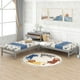 thumbnail image 1 of Camas con plataforma en forma de L de tamaño doble con cajón vinculado con mesa rectangular incorporada,Gris, 1 of 8