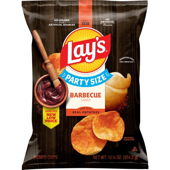 Lay's Barbecue Flavored Potato Chips, Party Size, 12.5 oz Bag