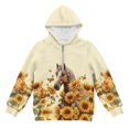 thumbnail image 4 of Pzuqiu Sunflower Horse Hoodie Sweatshirt for Girls 4-5 Fashion Fuzzy Fall Winter Clothes Warm Comfortable Long Sleeve Hoodies Kids Stretchy Unique Design for Outdoor Activities, 4 of 7