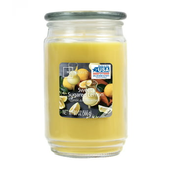 Mainstays Sweet Sugared Lemon Scented Single-Wick Large Glass Jar Candle, 20 oz.