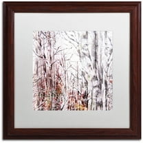 Trademark Fine Art "Winter Trees" Canvas Art by Lisa Powell Braun, White Matte, Wood Frame