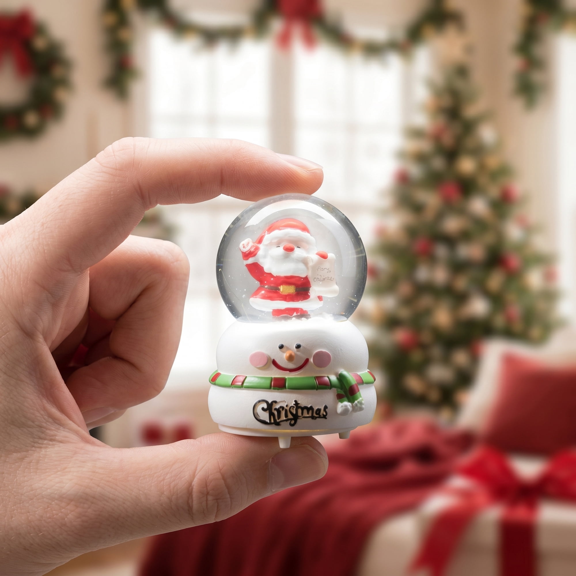 Unique Bargains Light Up Crystal Ball LED Glitter Snow Globe White B 1.8" x 1.8" x 2.7"