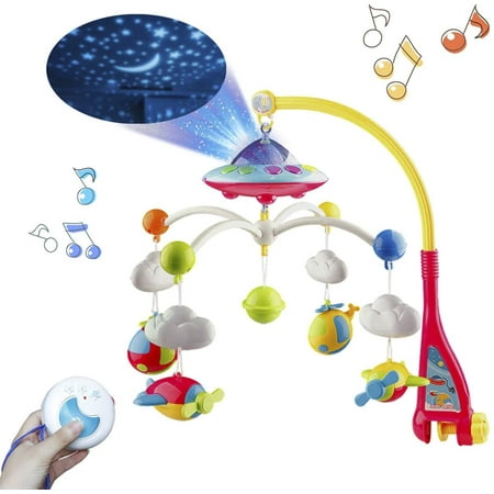 Musical Baby Crib Mobile Toy with Lights and Music, Star Projector ...