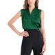 thumbnail image 1 of INSPIRAR CHIC Top sin mangas de seda satinada de verano para mujer, con escote en V y fruncido, XS Verde oscuro, 1 of 5