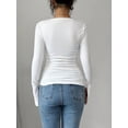 thumbnail image 6 of Womens Long Sleeve Going Out Crop Tops Sweetheart Neck Cute Y2k T Shirts Slim Fit Tops White S, 6 of 7