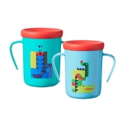 Tommee Tippee Easiflow 360° Spill-Proof Trainer Cup with Travel Lid, Whale & Crocodile – 6m+, 2pk