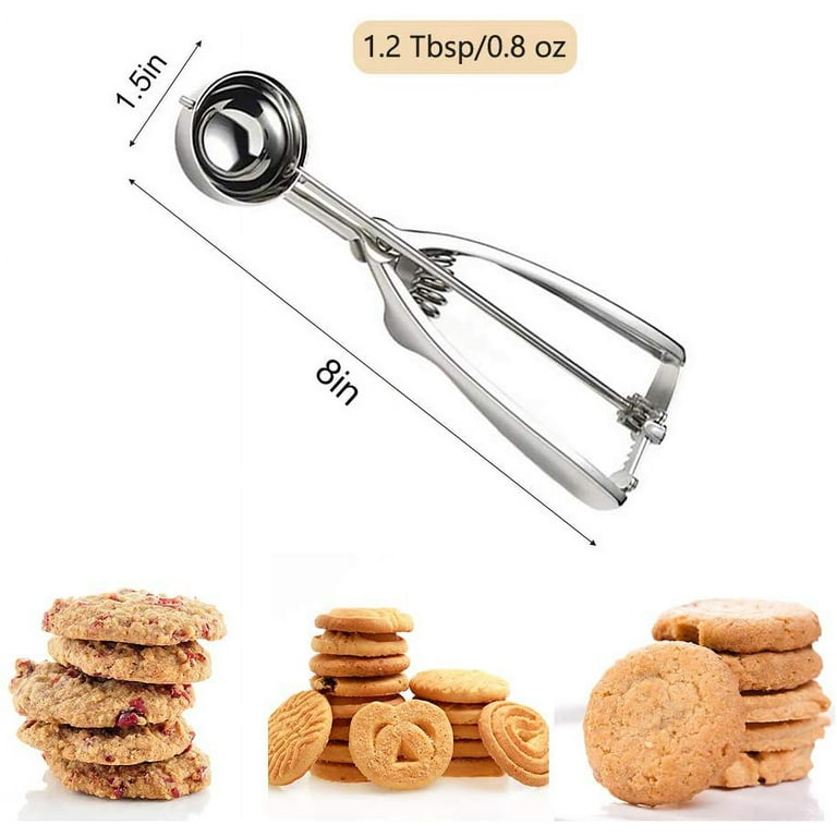 Cookie Scoop, Ice Cream Scooper set with Trigger, Small, Medium and Large  Stainless Steel Cookie Scoops Set of 3 for Baking, Ergonomic Handle Cookie