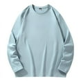 thumbnail image 2 of Ecqkame Men's Sports Sweatshirt Crewneck Soild Color Texture Long Sleeve Sweatshirt Casual Athletic Pullover Sweatshirt 02-Light Blue L, 2 of 7