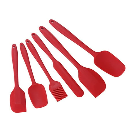 

Trayknick 6Pcs Kitchen Silicone Cream Butter Spatula Scraper Oil Brush Baking Tool Set