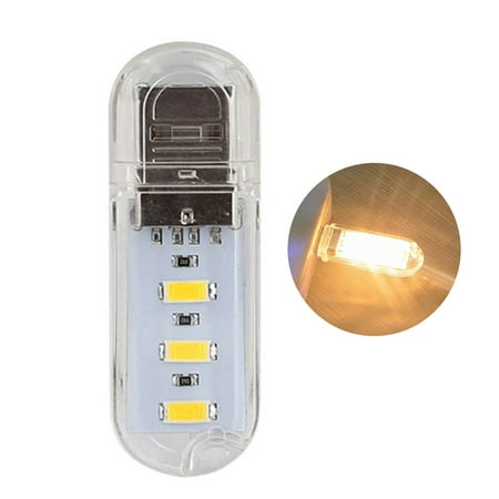 

Plastic Night Light 3 LED 3-5V 200LM 3000K/7000K USB Interface Home Power Bank Charging Adapter Bedside Lamp Lighting Tool White