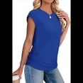 thumbnail image 2 of Camiseta de Corta con Cuello Redondo y Fruncido para Mujer, Color Azul, Talla S, 2 of 6