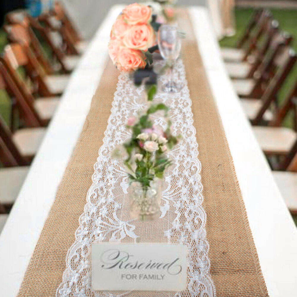 30FT Hessian Rustic Burlap Table Runner Wedding Banquet Party Dinner Table Decor 