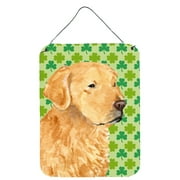 Golden Retriever St. Patricks Day Shamrock Portrait Wall or Door Hanging Prints