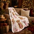 thumbnail image 3 of Cottagecore Highland Cow Collage Pink Bows Floral Vignettes, Rustic Farmhouse Horse Scene, Warm Flannel Blanket for Ranch House and Living Room, Horse Lovers Friendship Gift, Rustic Home Decor, 3 of 8