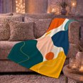 thumbnail image 6 of Abstract Orange Blue and Yellow Blocks, Energetic Modern Style for Art Lovers, Bright Geometric Flow Pattern and Birthday Gift, Cozy Flannel Blanket for Bedroom and Living Room, Home Decor, 6 of 9