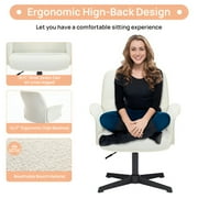 Homy Casa Office Desk Chair, Swivel Height Adjustable Wide Seat Computer Task Vanity Chair for Home Office, Beige