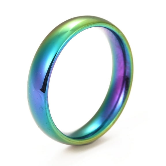 304 Stainless Steel Flat Plain Band Rings Rainbow color Size 5~12 Inner Diameter: 15~22mm 4mm