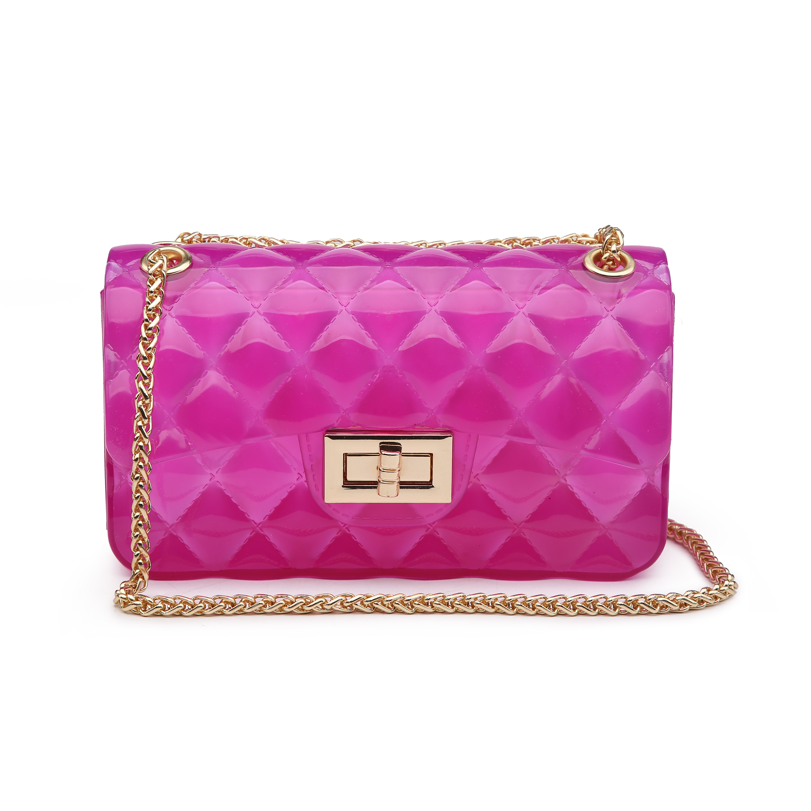 POPPY Poppy Fashion Women's Candy Color Quilted Jelly Bag Transparent