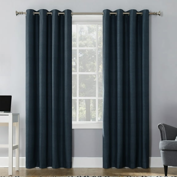 Sun Zero Duran Thermal Insulated 100% Blackout Grommet Curtain Panel, 50"X95", Navy Blue (Single Panel)