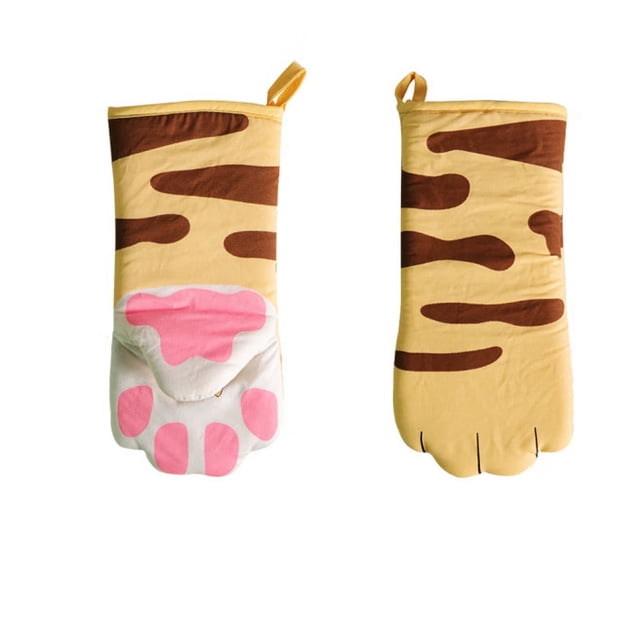 Pack de guantes para horno, resistentes al calor hasta 250 °C, guantes aislantes antideslizantes para patas de gato y guantes para parrilla con patas de gato