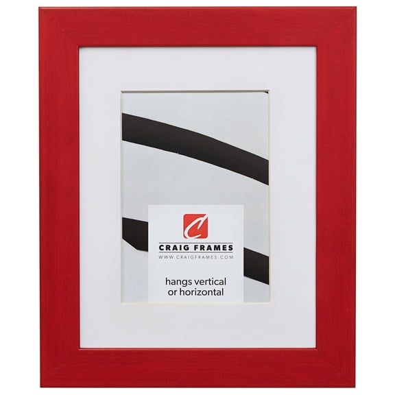 Craig Frames Colori, 10x13 inch Red Picture Frame Matted for a 7x10 Photo