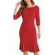 thumbnail image 2 of VESTIDO ELEGANTE DE MUJER CON CUELLO BARCO Y MEDIA MANGA, MIDI, ROJO, TALLA XL, 2 of 6