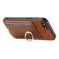 thumbnail image 3 of For iPhone 16e Case Ring Kickstand Leather + TPU + PC Phone Cover Detachable Card Holder - Green, 3 of 5