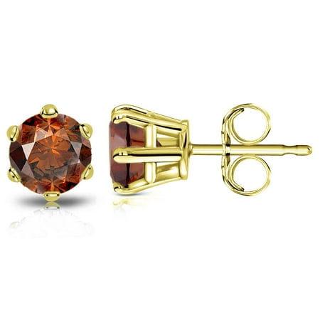 14k Gold 2ct Tdw Round 6 G Brown Diamond Stud Earrings 14k Gold 2ct Tdw Round 6 G Brown Diamond Stud Earrings