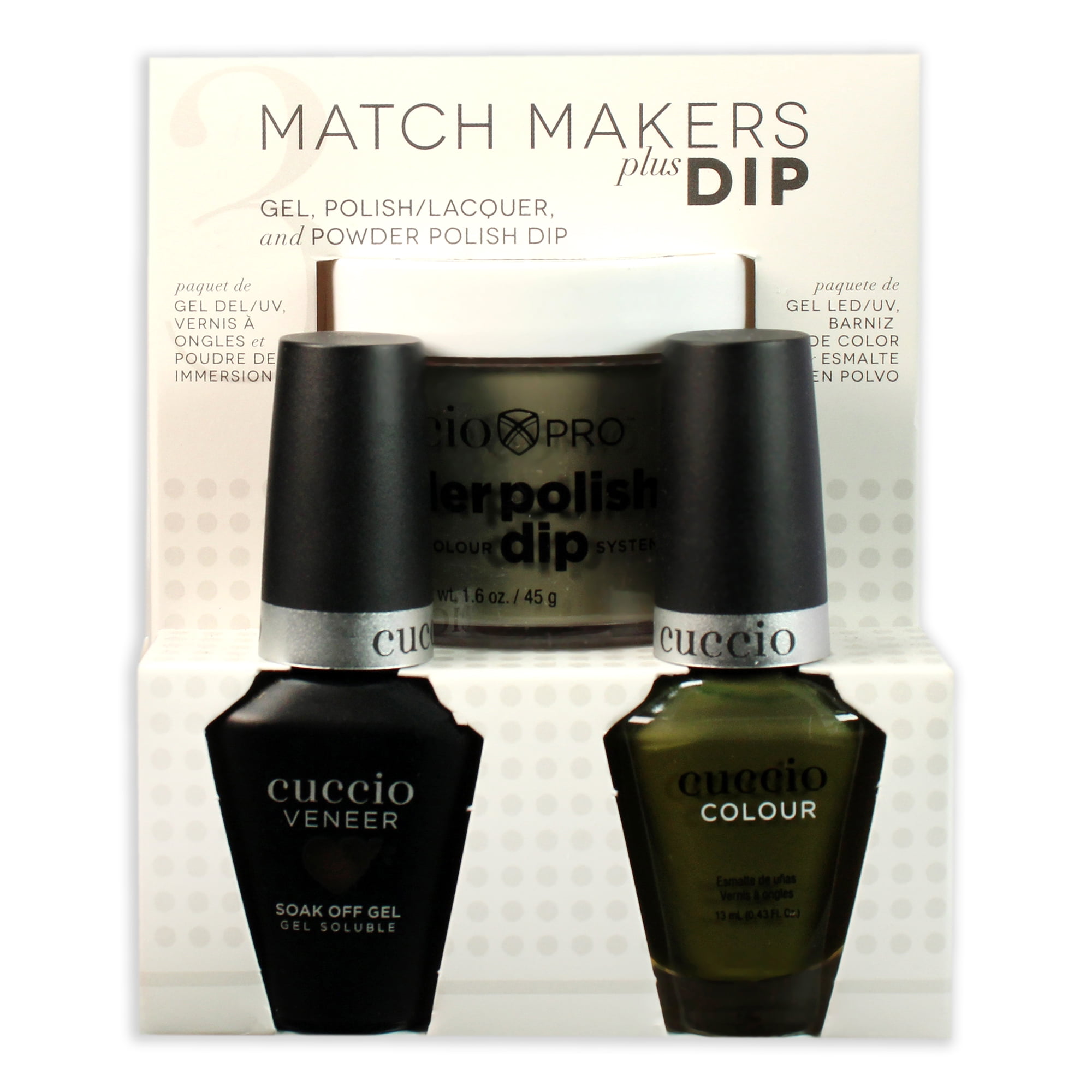 Cuccio Colour Match Makers Plus Dip Branch Out 3 Pc Gift Set - 1.6oz Pro Powder Polish Dip System, 0.44oz Veneer Soak Off Gel, 0.43oz Colour Nail Polish