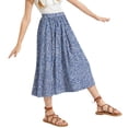 thumbnail image 1 of GiLiling Jupes pour Filles, Jupe Midi Évasée Imprimée avec Taille Élastique, Jupe Longue Décontractée Fluide en Rayonne Style Robe pour l'Été (Bleu, 5-6 Ans), 1 of 7