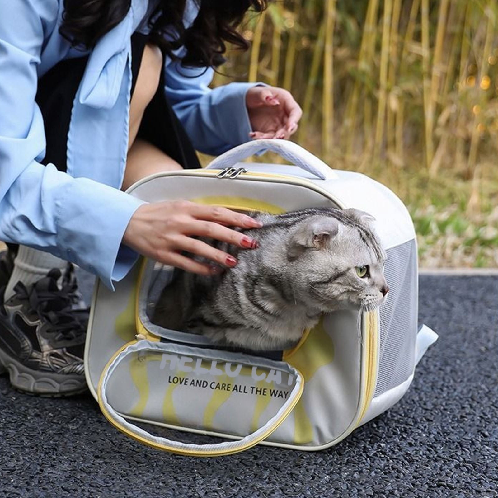 Weloille Pet Travel Carrier Backpack 1 Piece, Breathable Oxford Cloth Dog Cat Backpack, Adjustable Strap Portable Safety Pet Carrier, for Hiking Travel Camping Outdoor Use