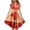 Red, variant on Girl Dresses Canada Day Floral Maple Leaf Print Tiered A Line Flutter Sleeves Pockets Flower Girl Dress