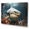 thumbnail image 2 of Designart "Simplistic Shark Predation" Coastal Animal Canvas Art Print, 2 of 7
