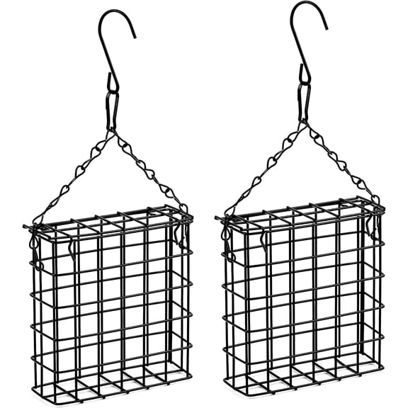 2Pcs Suet Bird Feeders, Outdoor Garden Cages for Outside Hanging, Single Suet Cake, One Suet Capacity